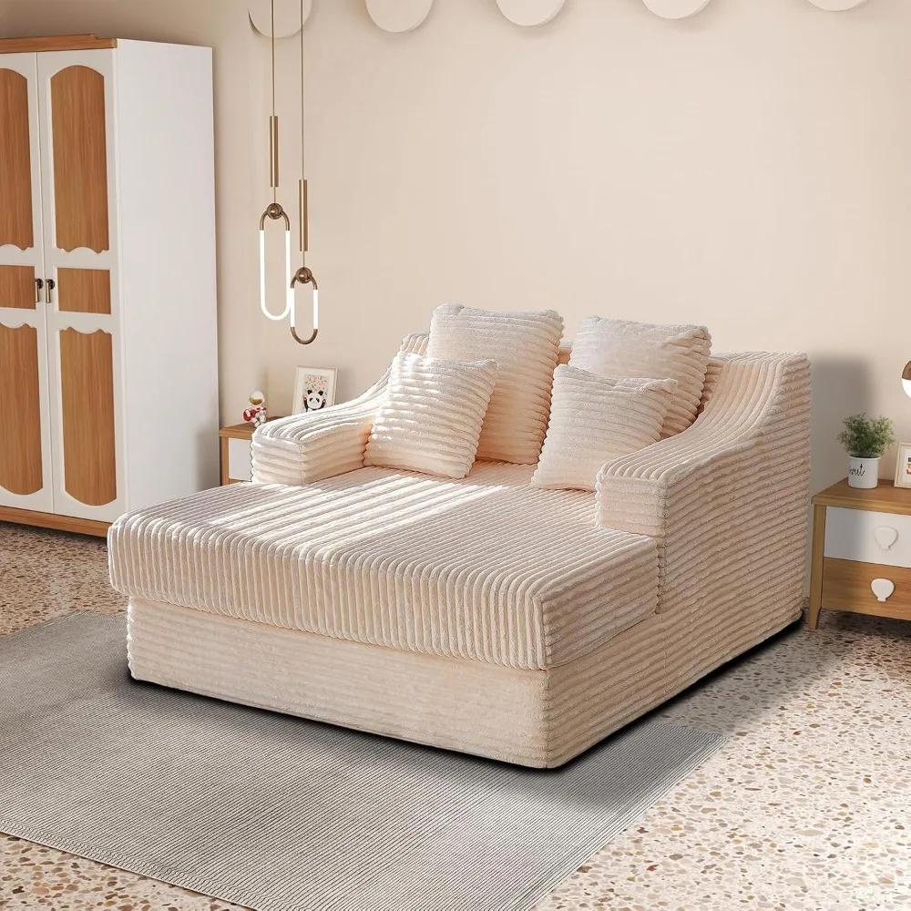 كرسي أريكة صالة تشيس كرسي أريكة سرير مريح داخلي كبير الحجم مع أربعة وسائد كرسي أريكة منجد منفوش لغرفة المعيشة #3