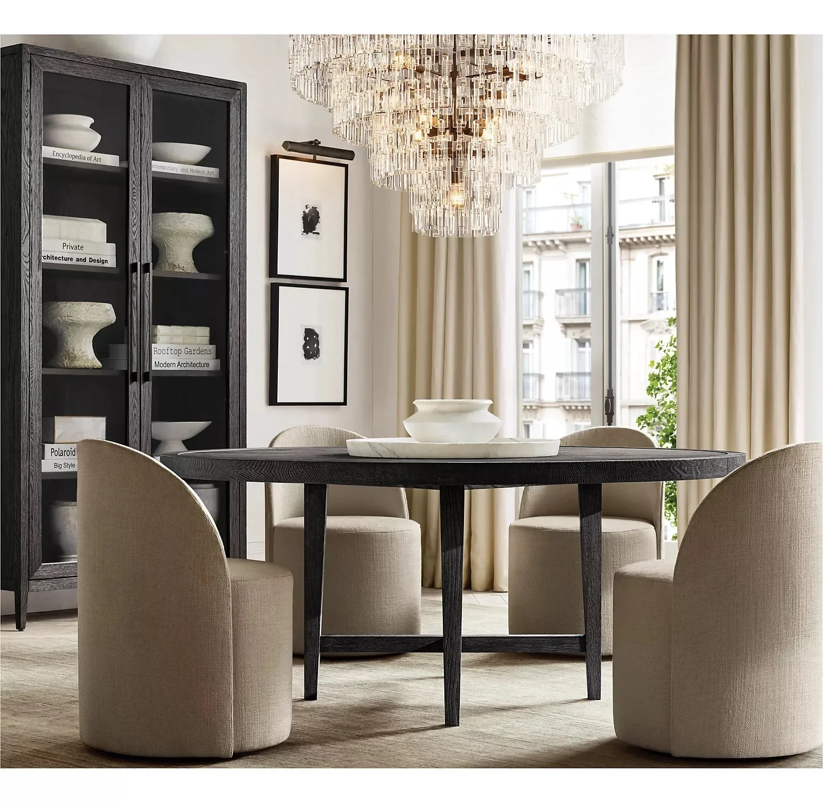 طاولة طعام منزلية حديثة وبسيطة من الخشب الصلب بالكامل، طاولة مستديرة صغيرة ريفية أمريكية