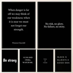 1pc Black Minimalist Inspirational Phrases Poster Self-adhesive Art Waterproof Paper Sticker Coffee House Bar Room Wall Decor