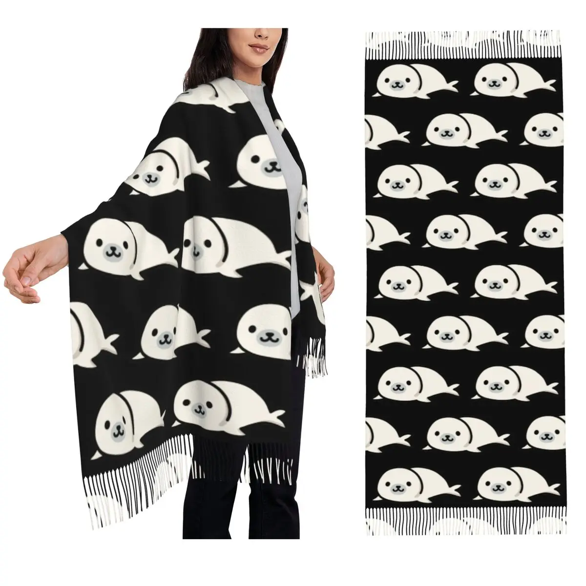 

Seal Scarf Tassel Scarves Women Soft Warm Shawls and Wraps Large Fall Winter Shawl Wrap