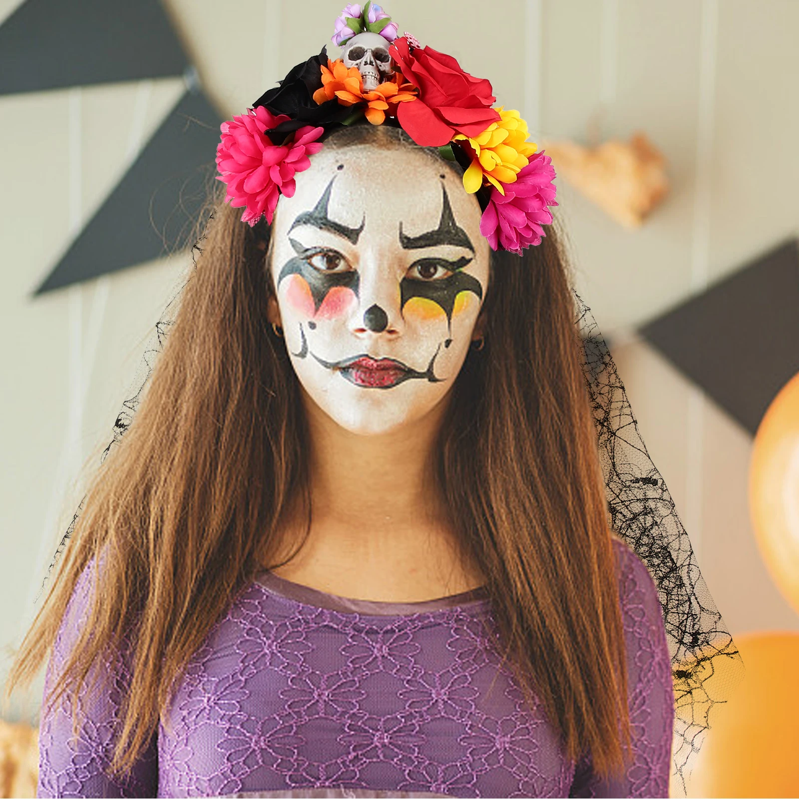 

Spider Web Headb Halloween Rose Scary Party Skull Headdress Hair Hoops Attractive Headwear Womens Girls Costume Accessories