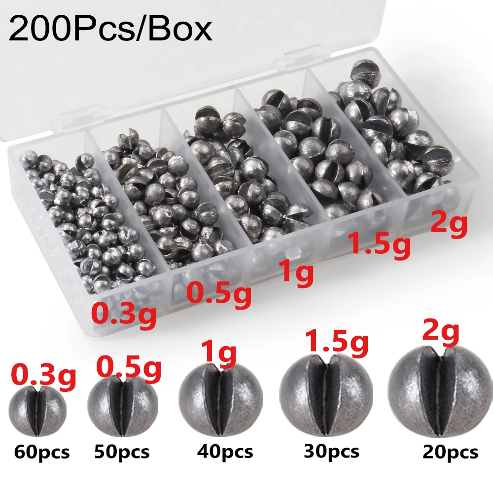 100-500 Stück Split Shot Angelgewichte aus Legierung, 0,06g-5g, abnehmbare Clip-On-Sinker, tragbare Box, Süßwasser- und Salzwasser-Angelausrüstung