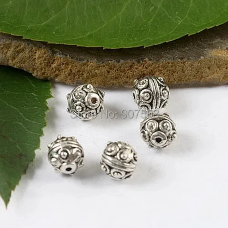 30Pcs 7.5mm Tibetan Silver Studded Round Spacer Beads H1700 Beads for Jewelry Making