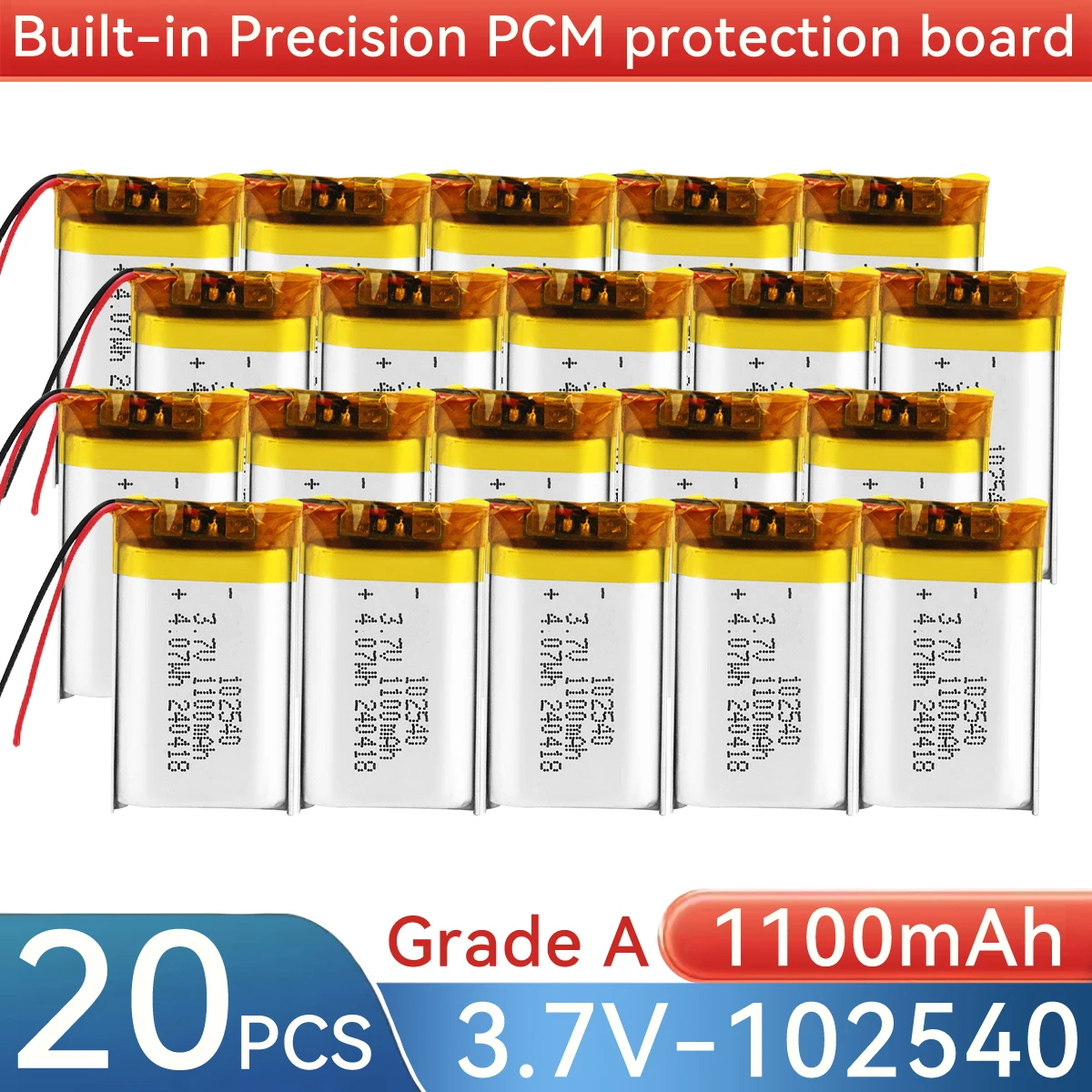 1-20PCS 3.7V 102540 1100mAh Lithium battery Polymer Batteries for Gps Locator Mp3/Mp4 Medical Beauty Equipment Rechargeable Cell