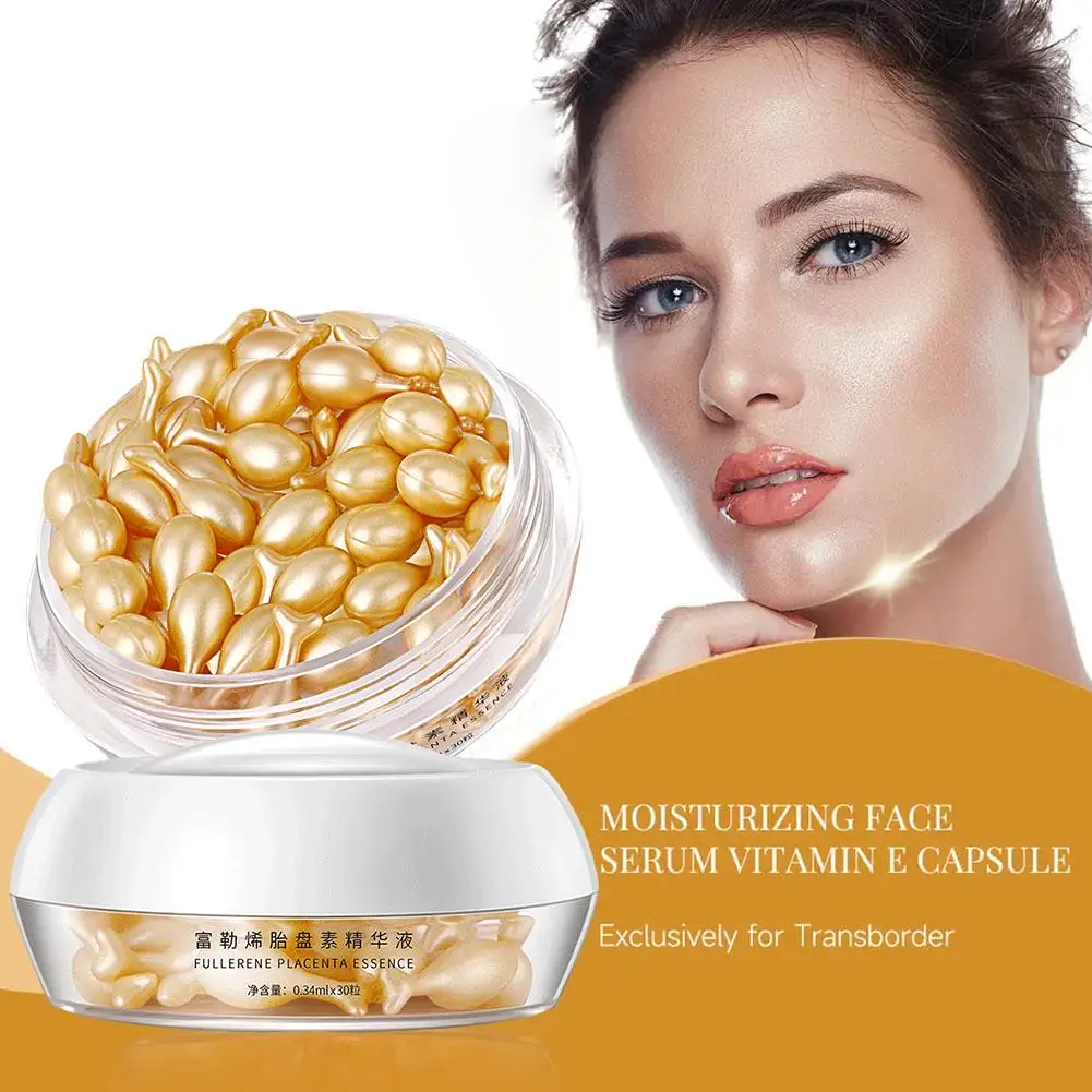 30 capsules Collagen Facial Capsules Fullerene Placenta Whitening Moisturizing Skin Rejuvenation Facial Serum