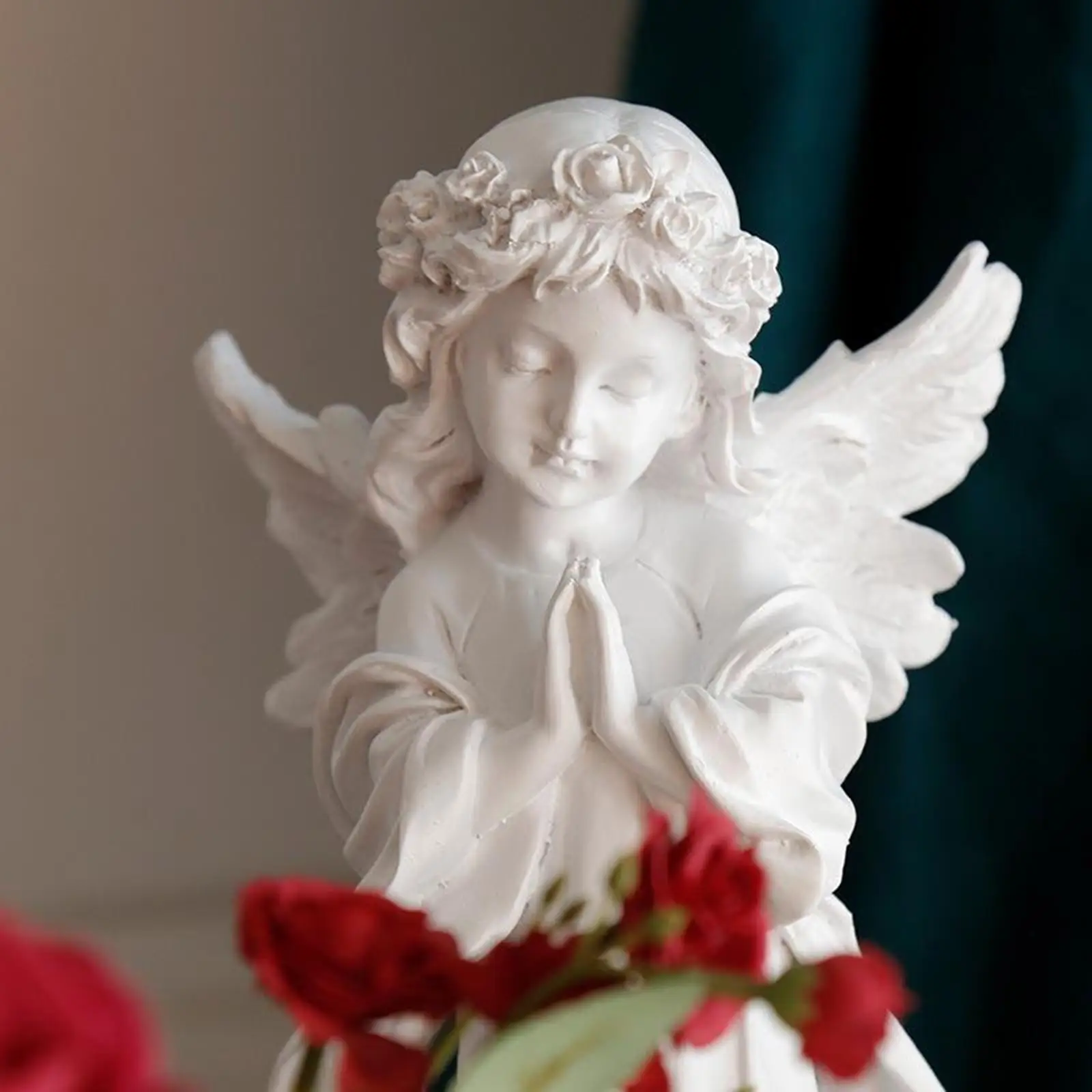 Praying Angel Figurine Resin Sculpture White Cherub Statue Tabletop Ornament for Room Decoration Luxury
