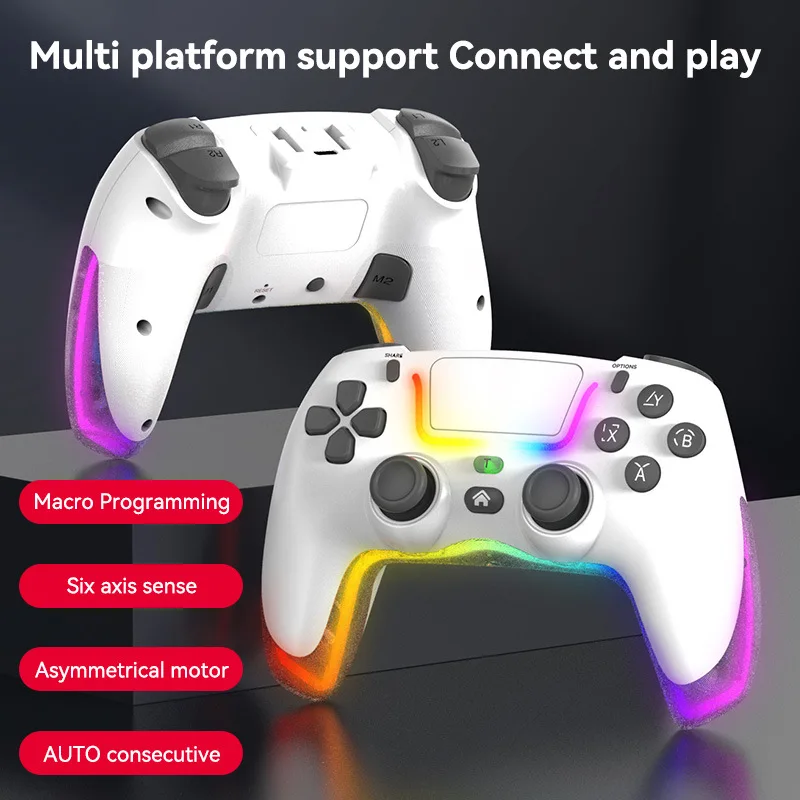 Imagem -03 - Joystick sem Fio para Ps4 Rgb Gaming Controller Bluetooth Handle Console Acessórios Gamepad para Switch Ios Android pc sem Atraso