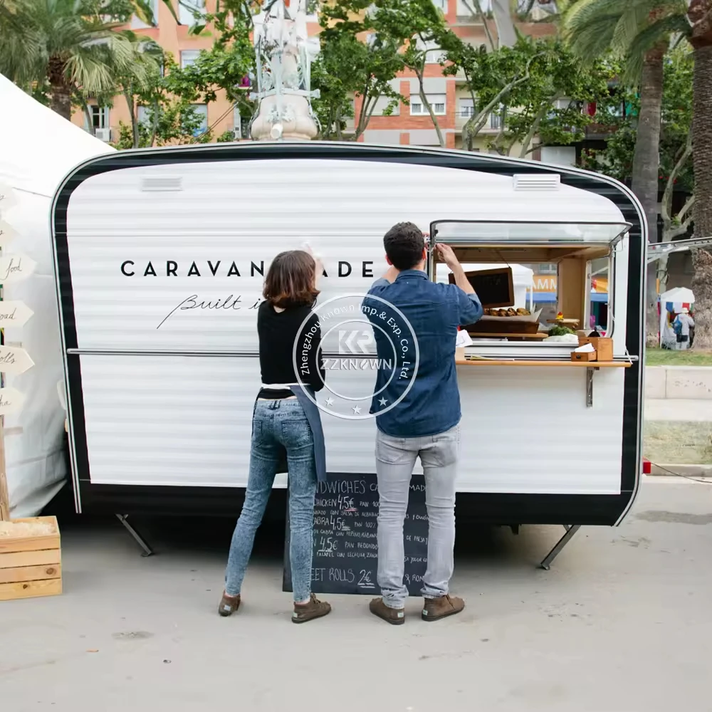 

Small Street Vendor Fast Food Cart Trailer Mobile Kitchen Ice Cream Coffee Food Van Truck with Full Kitchen Equipped