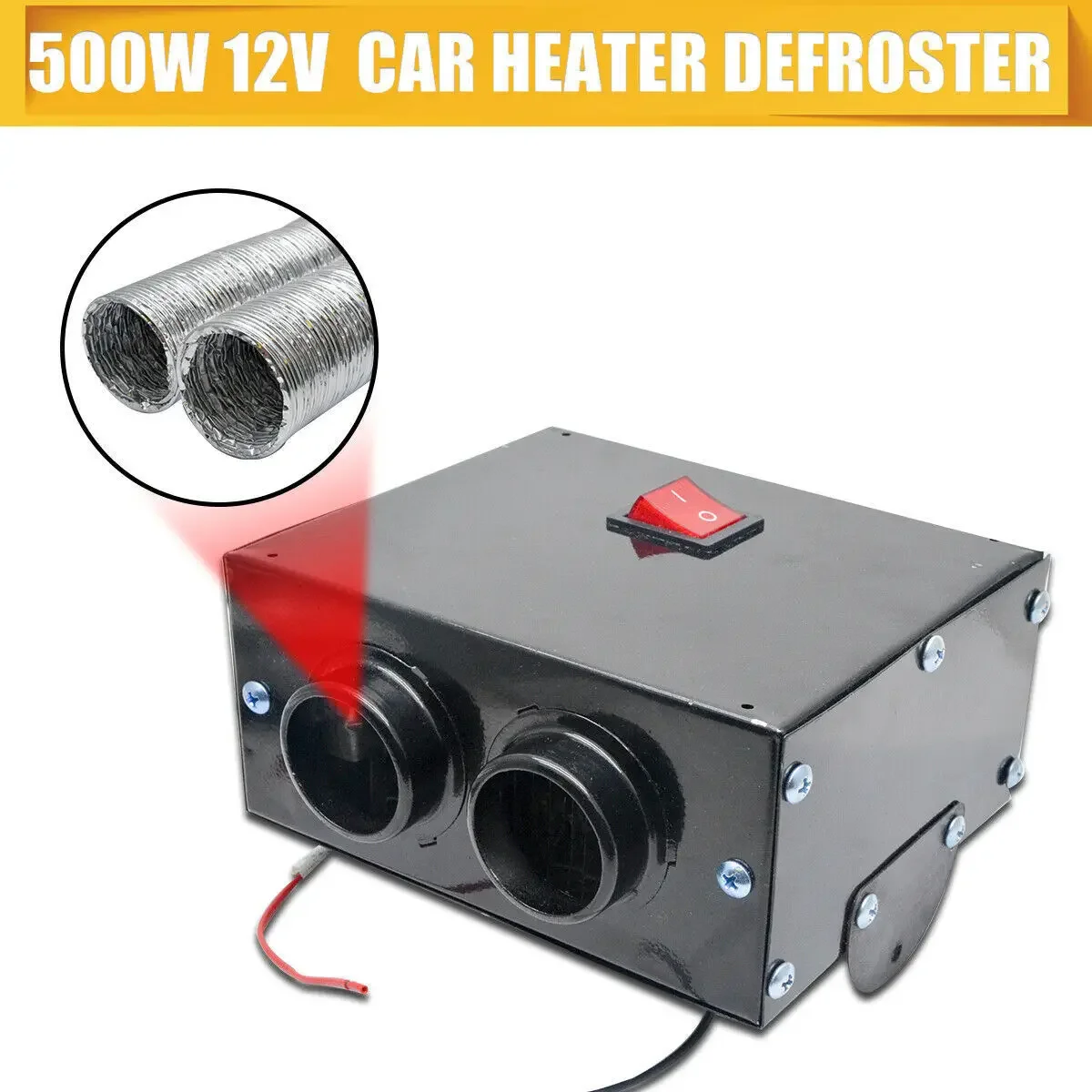 

500W 12V 24V Car Heater Electric Heating Fan Electric Defroster Dryer Defogging Boat Demister Portable Trucks Air Heater