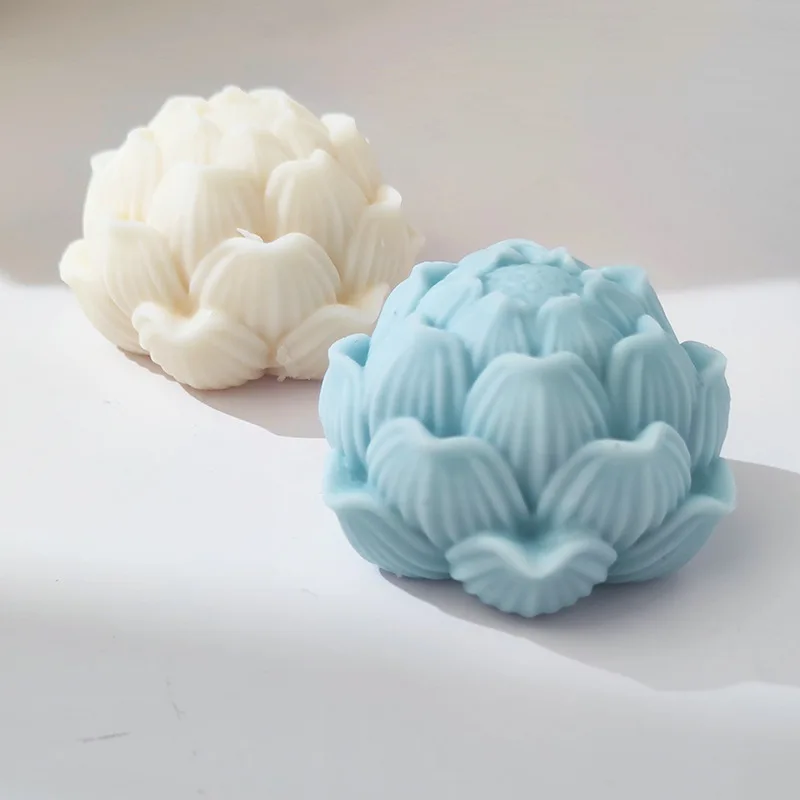 3D Lotus Silicone Candle Mold DIY Flower Aromatic Soap Making Plaster Chocolate Cake Baking Mold Home Decoration Crafts