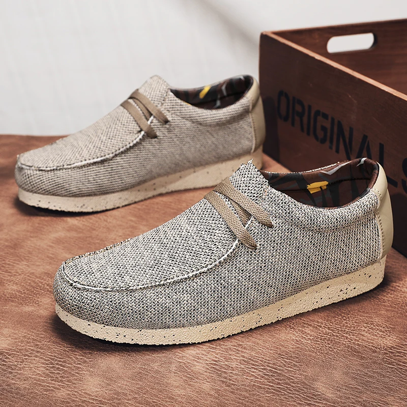 

Мужская прогулочная обувь, дышащие повседневные парусиновые кроссовки, удобные мужские лоферы без шнуровки, мягкая и легкая рабочая обувь