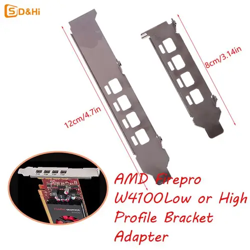로우/하이 프로파일 브래킷 어댑터, 4DP 배플 포트, AMD 파이어프로 W4100, 절반 높이, 전체 높이 그래픽 비디오 카드용 