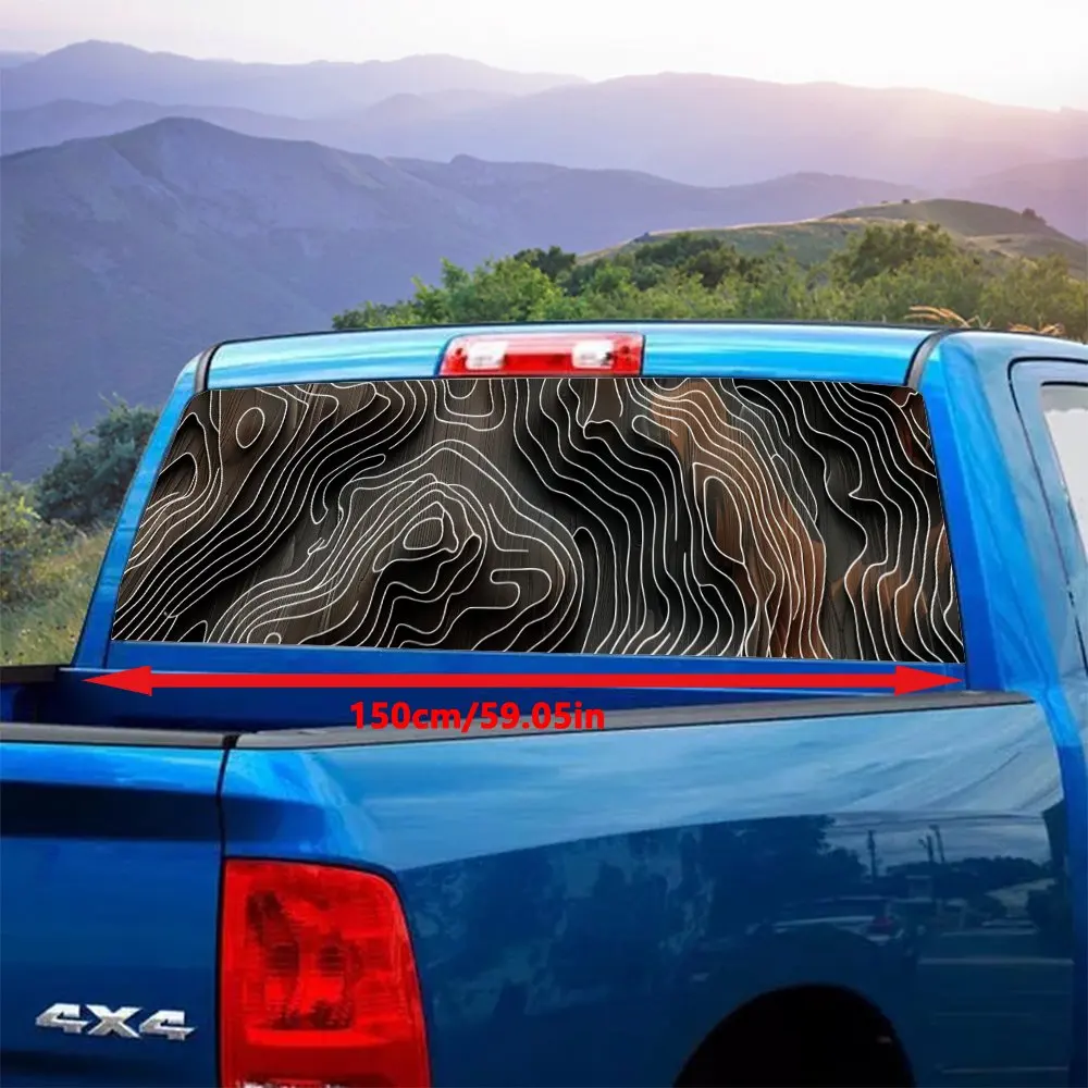 Customizable Topographic Line Car Rear Windshield Sticker Truck Window See Through Perforated Back Window Vinyl Decal Decor Gift