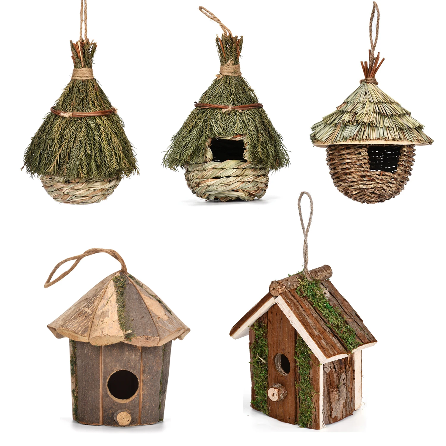 Hanging Bird Nest Box for Backyard Weather Resistant Wood Bird Breeding Box for Outdoor Wildbirds Shelter Garden Decors