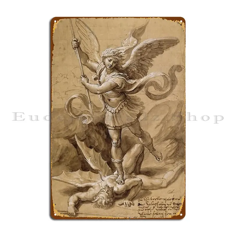 Hd Saint Michael Slaying The Demon Metal Plaque Wall Mural Plaques Designs Wall Custom Printing Tin Sign Poster