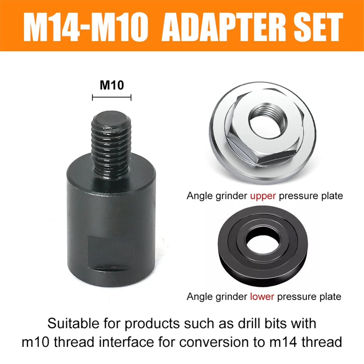 Angle Grinder M14 to M10 Adapter Thread Converter Adapter Interface Connector Screw Connecting Rod Nuts Slotting