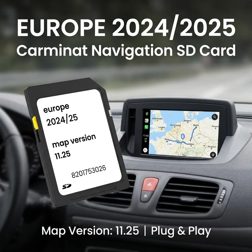 Compatible with Renault Carminat Navi SD Card Latest 2024/25 Europe Map V11.25 8201753026 for Megane Clio Laguna 2008-2010