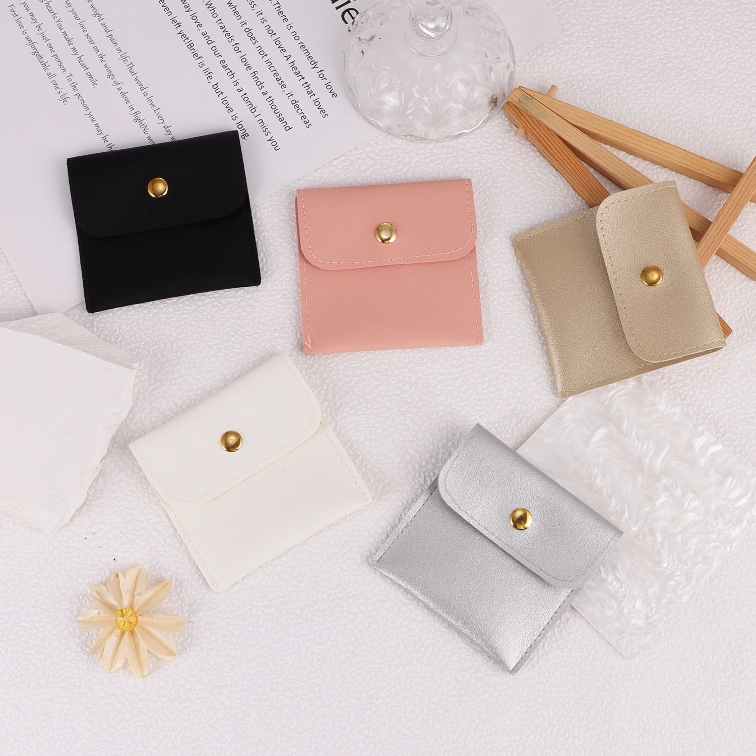 Nueva mini bolsa de embalaje de joyería, bolsa de embalaje de sobre con hebilla de almacenamiento de regalo para pendientes