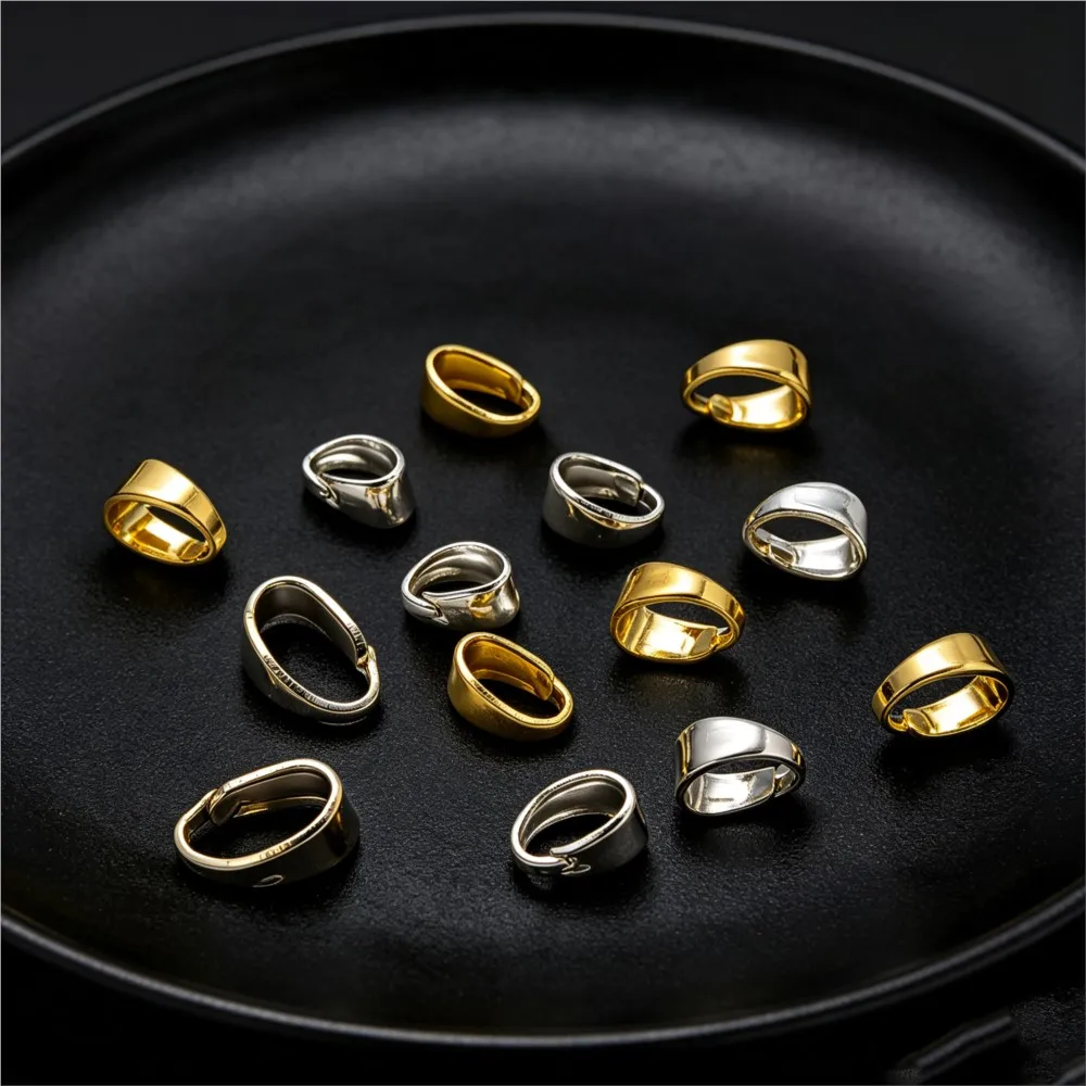 50pcs 18K Gold Plated  Pendants Pinch Bail Clips Melon Seeds Charms Clasps Connector For DIY Nacklaces Jewelry Making Findings - view 3
