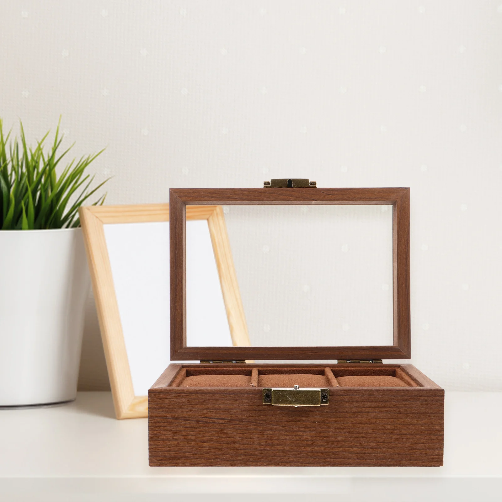 

Wooden Watch Storage Box 3 Slots Portable Display Case for Watch Collection Organizer Home Use Simple Delicate Design Safe