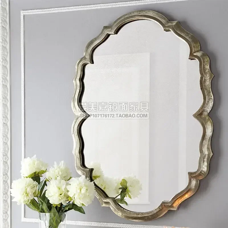 

A13 Antique round neoclassical entrance decorative mirror background wall wall wall hanging mirror entrance fireplace mirror