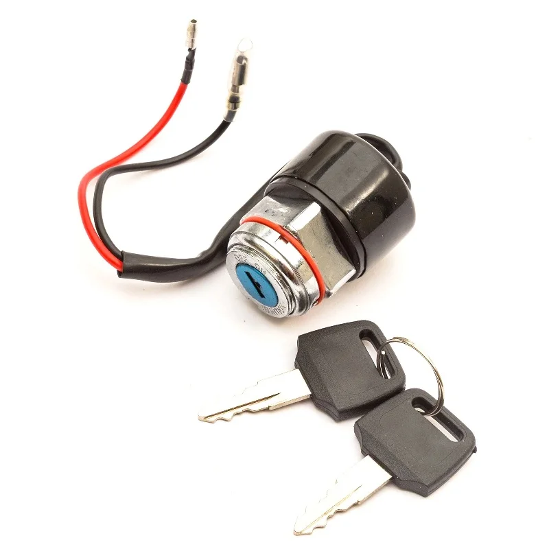 12V 2-Wire Ignition Switch with 2 Keys 2-Stage On/Off Barrel Electric Start Key Switch for Scooter Motorcycle Tractor