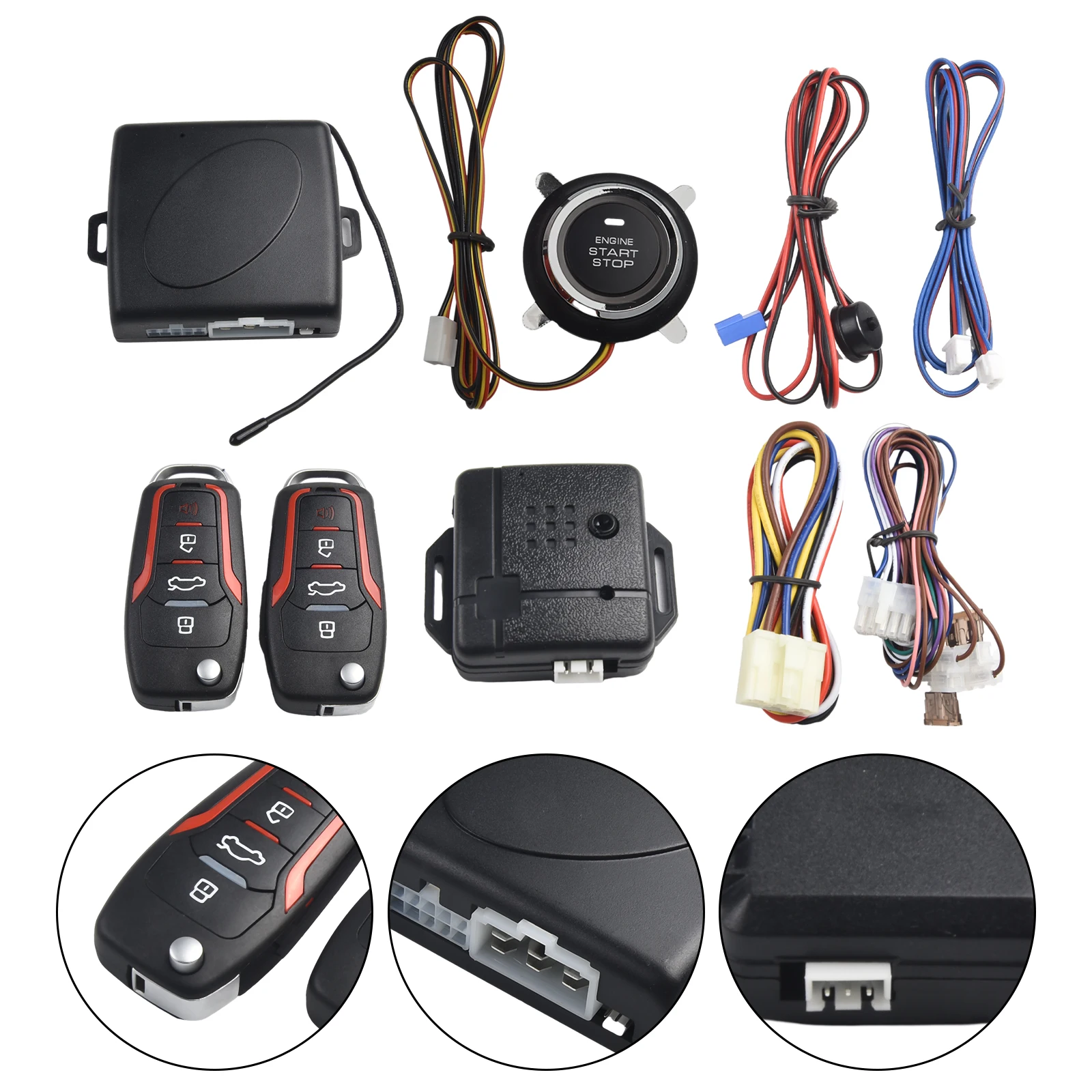 Car Alarm With Autostart Push Button Auto Stop Keyless Entry System Smart Key Remote Kit Automotive Accessories