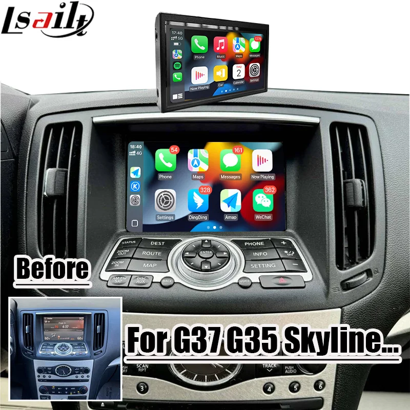 Lsailt 7 Inches Wireless CarPlay & Android Auto Touch Screen For Infiniti G37 G35 370GT Q40 Skyline V36 With Built-in WiFi