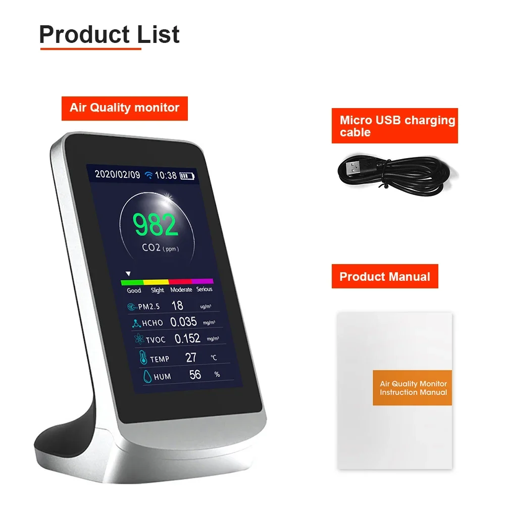 Dienmern DM72B-WIFI Air Quality Detector WIFI Connect NDIR CO2 PM2.5 Sensor Tester Gas Monitor Temperature Humidity 2 in 1 Meter