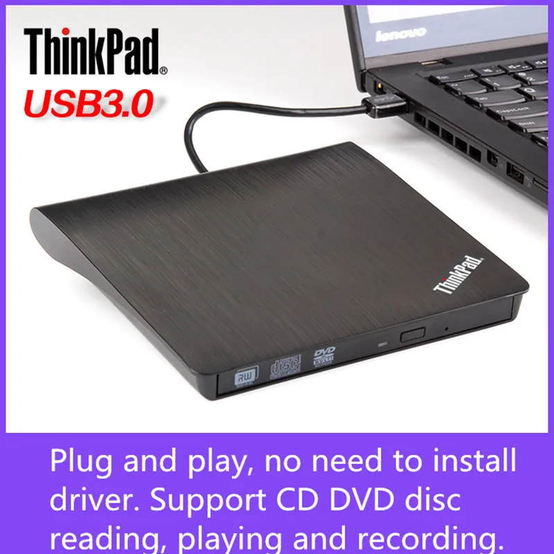 

New ThinkPad USB 3.0 external DVD recorder plug and play without installation driver supports CD DVD disc reading and recording