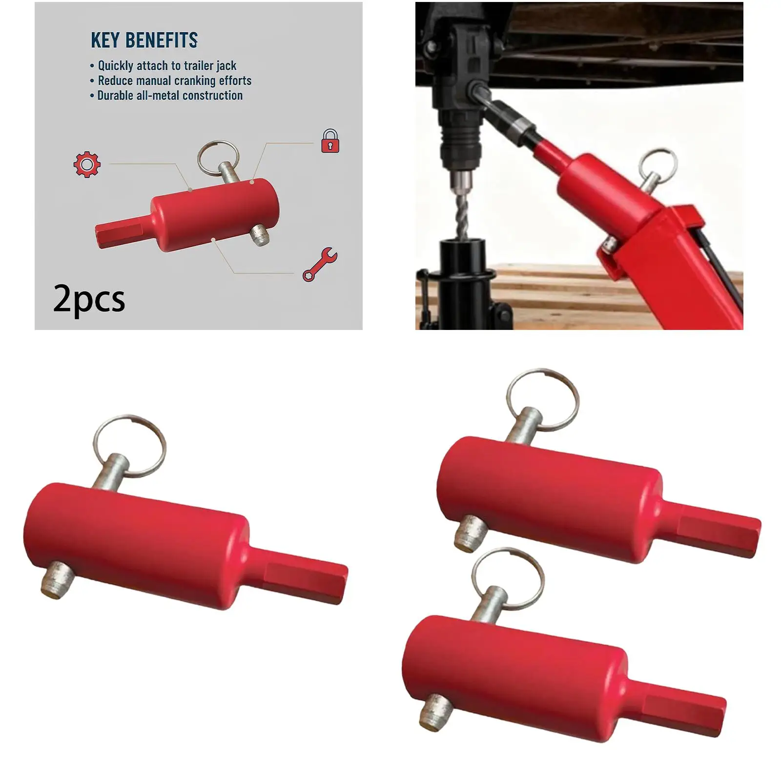 

Metal Trailer Jack Drill Adapter Professional Grade Accessory for 1 Inch Handle Studs Easy Operation