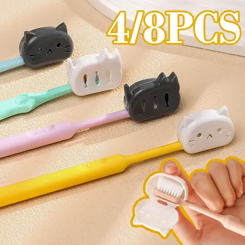 4/8PCS Toothbrush Head Protective Covers Cat Shape Toothbrush Protector Cap for Travel Camping Toothbrush Case Bathroom Supplies