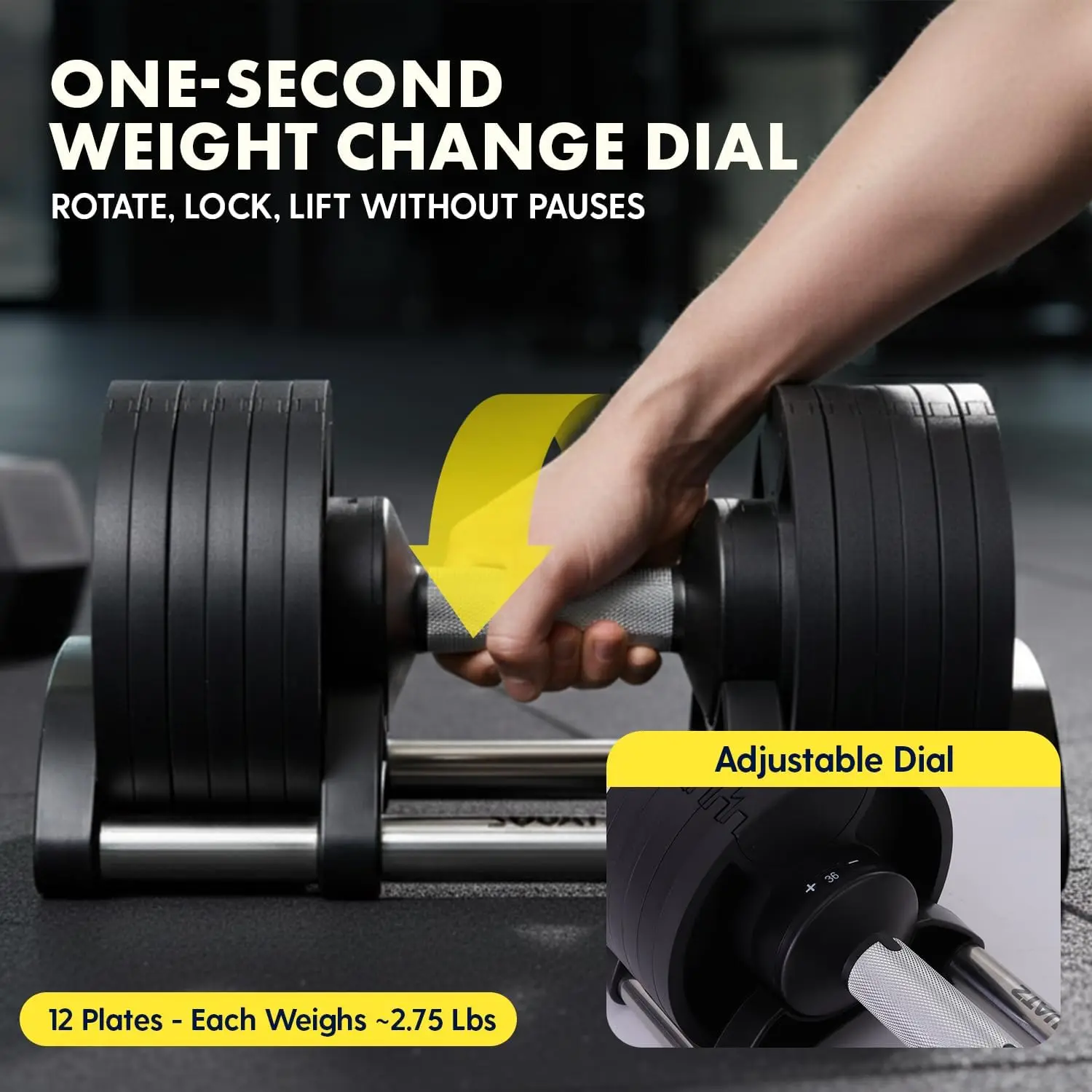 Adjustable Dumbbell Set with Fast Weight Adjustment, Space-Saving Design, Non-Slip Handles, Secure Locking Mechanism, Heavy-Duty Construction