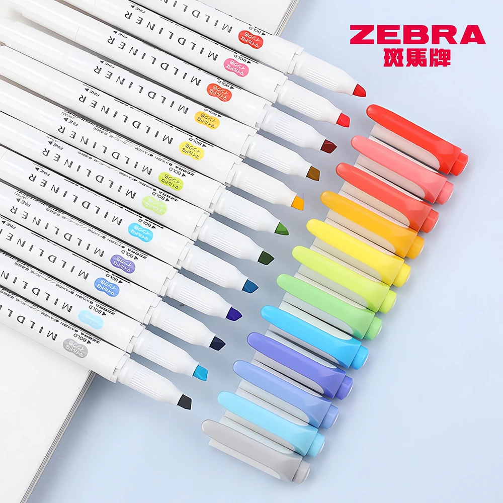 ZEBRA Highlighter Marker WKT7 Colorful Double-ended Do Marker Handbook Notes Student Stationery Office Accessories Drawing