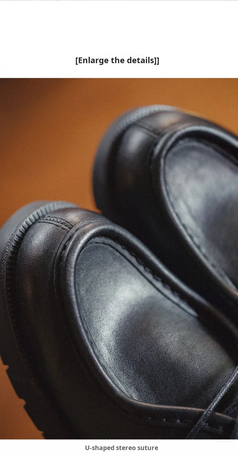 Maden Herren Vintage Schwarze Derby-Schuhe Schnürschuhe Runde Spitze Britische Büro-Halbschuhe für Geschäftsanlässe – Detail 11