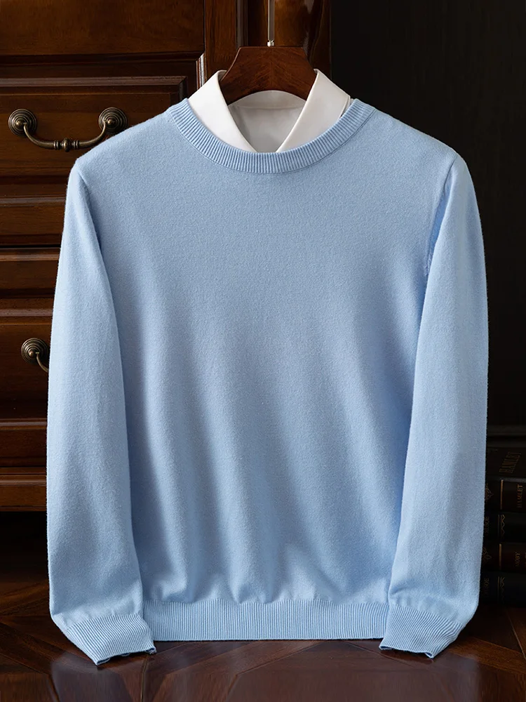 سترة رجال الأعمال فضفاضة كبيرة الحجم طاقم الرقبة الخامس الرقبة سلسلة سترة بلون بسيط دافئ محبوك القميص السفلي