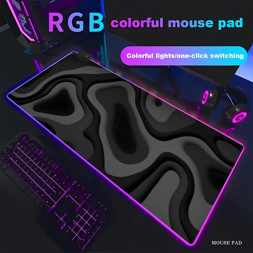 

RGB Black Gray Swirl Design large Mouse Pad Desk Mat Gaming pad accessories Computer keyboard mouse pads Office carpet HYBXAXC