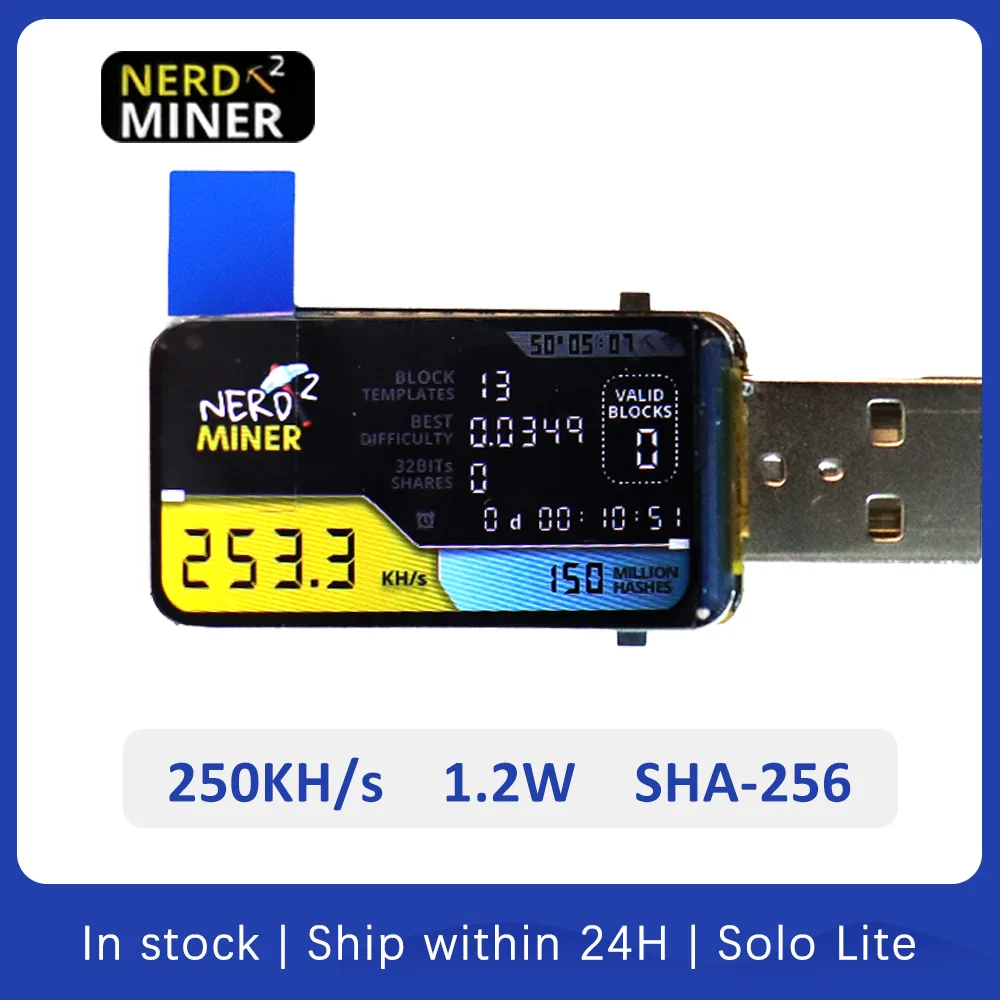 Nerdminer USB Bitcoin Miner 250KH/s | شاشة LCD ذكية تشفير منفرد اليانصيب BTC مينر | آلة تعدين بيتكوين USB صغيرة يمكنك صنعها بنفسك #1