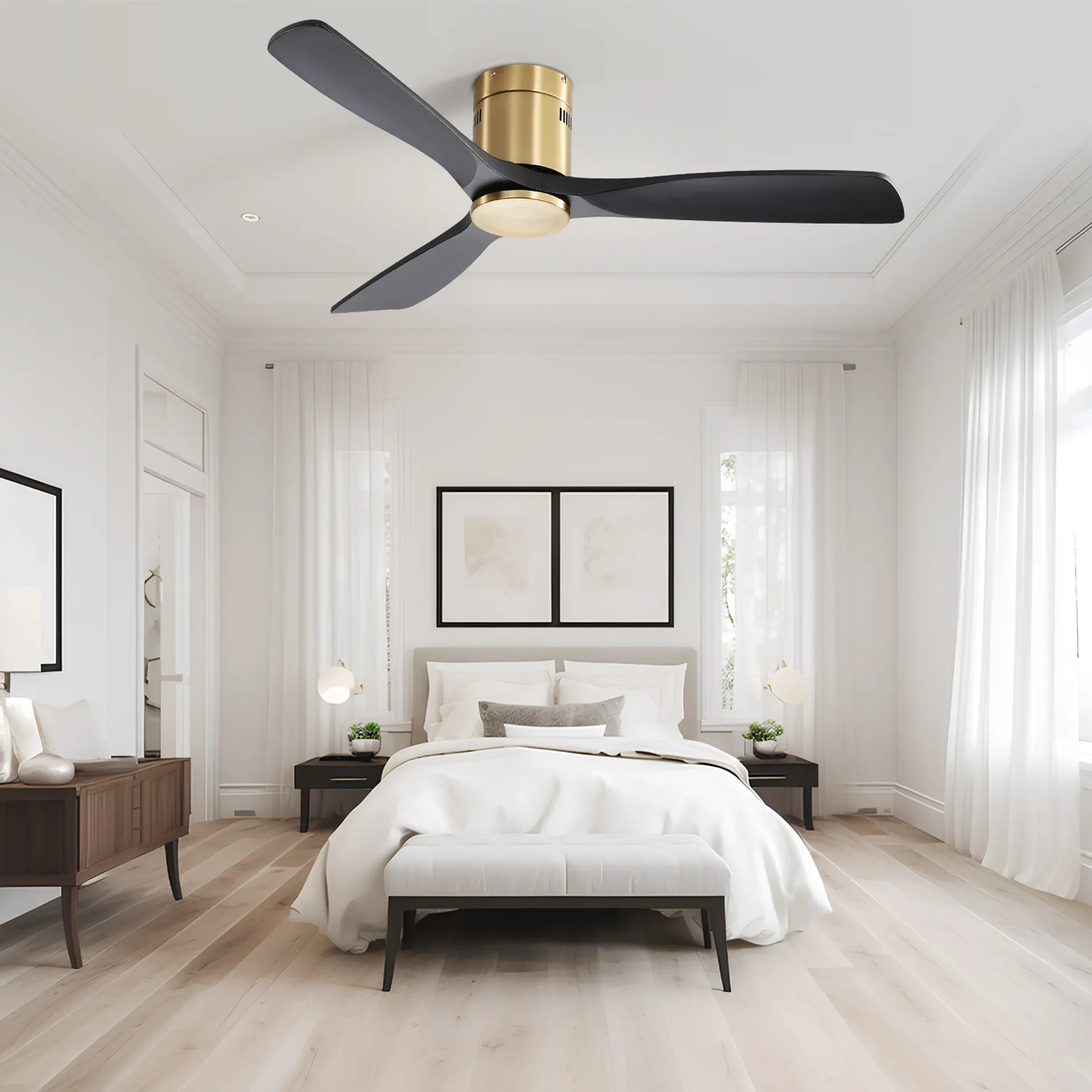 Sofucor Modern 52-inch Ceiling Fan without LED DC 6-speed high wind speed with remote control