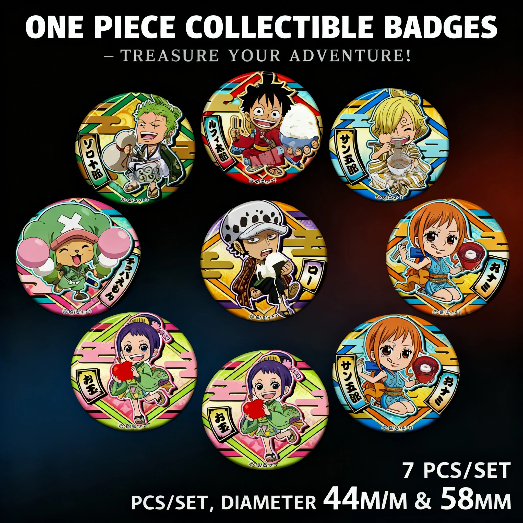 

Значок-брошь для косплея по аниме One Piece: Луффи, Зоро, Чоппер, Трафальгар Лоу, Пираты Соломенной Шляпы, Зеркало A+