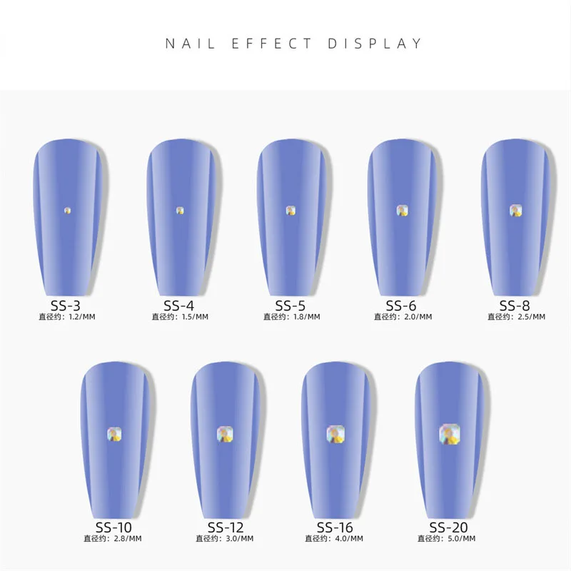 AB/Clear 1440pcs/Bag Shiny Clear Crystal Gems Nail Rhinestones Nail Art Decoration Flatback Glass Stones Shiny Gems DIY Crystal