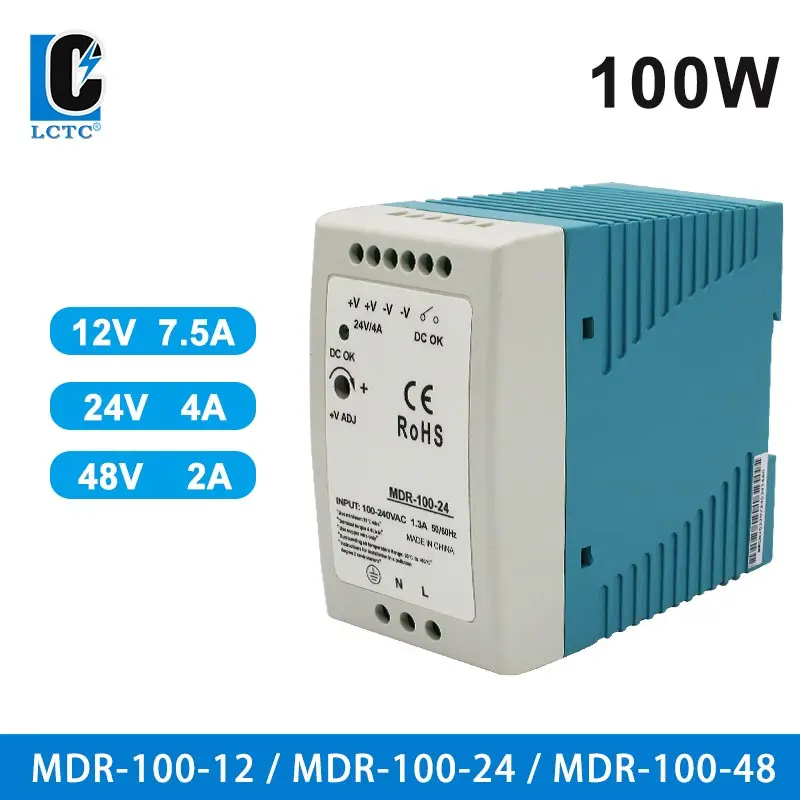 Rail Type DC100W Transformer MDR Switching Power Supply 12V 7.5A 24V 4A 48V 2A