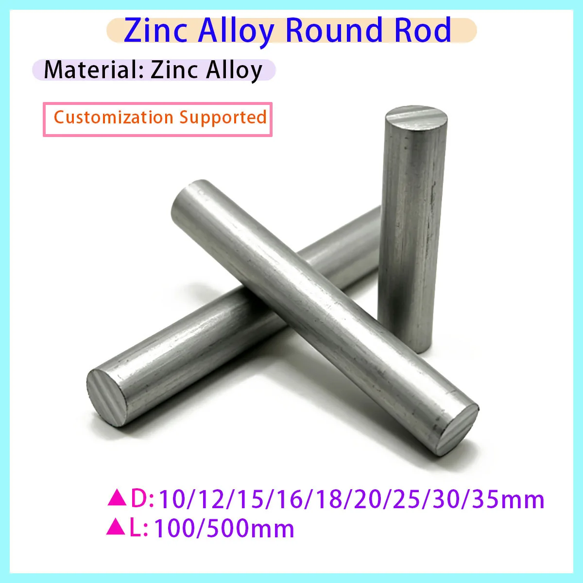Diameter 10/12/15/1618/20/25/30/35mm 99.9% Purity Zinc Rod Solid Round Rod Anodized for Corrosion Protection