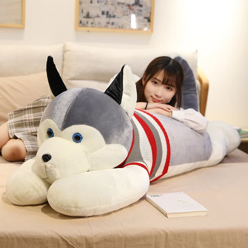 Hot New Huggable Giant Dog Plush Toy Soft Stuffed Husky Long Pillow Cartoon Animal Doll Sleeping Cushion Home Decor Kids Gift