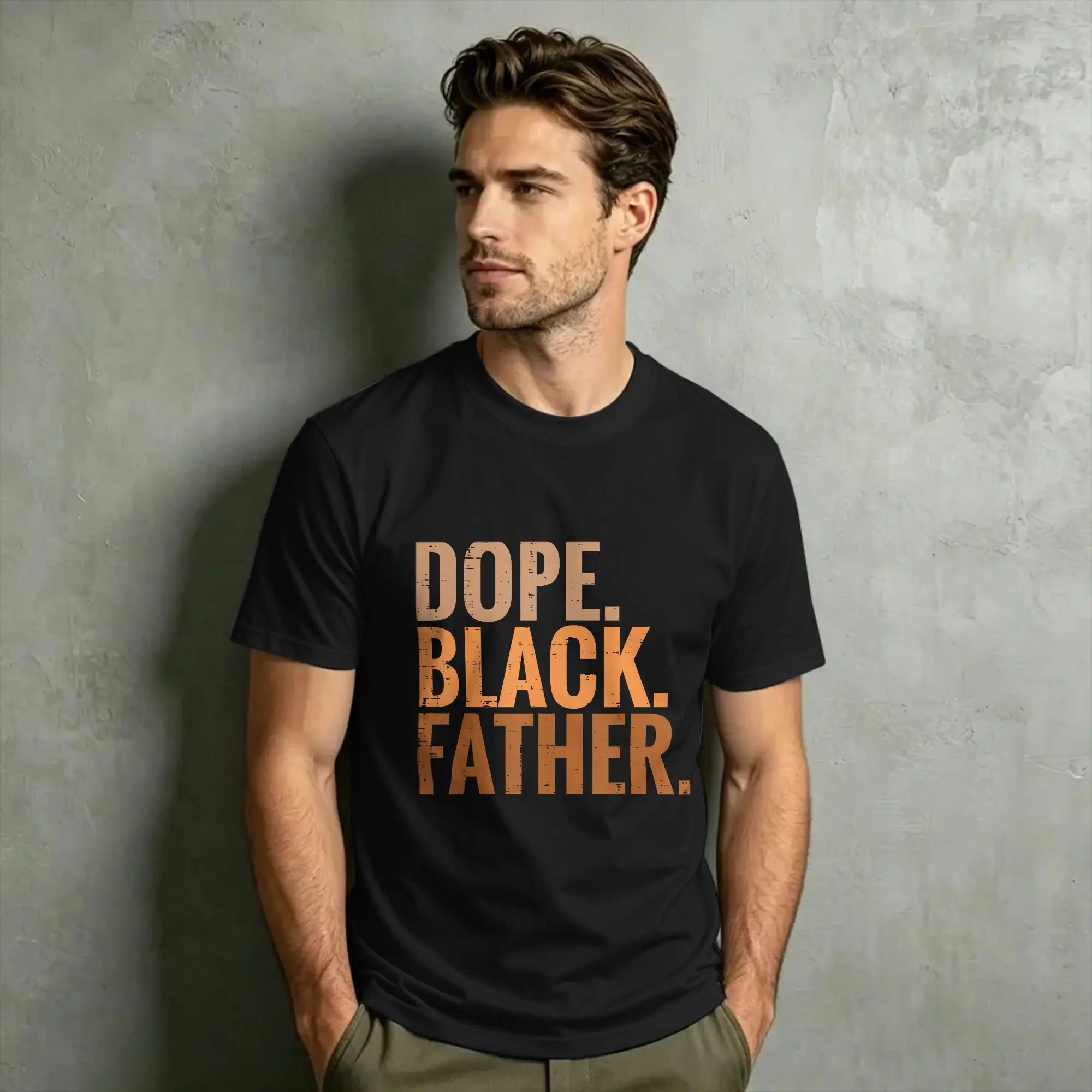 Fathers Day Dope Black Father African American Pride Pure Cotton T Shirt For Men Summer  Classic T Shirts Pattern Tops