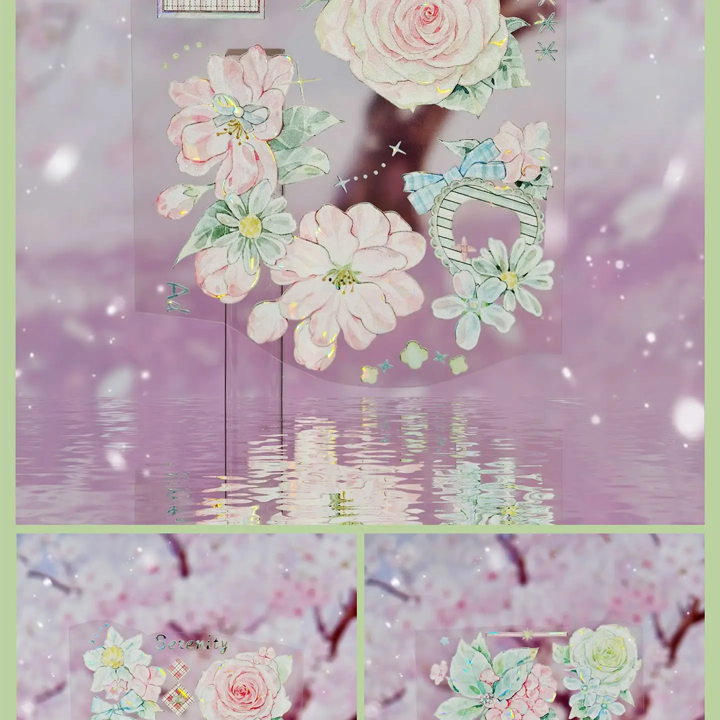 5M حالمة الوردي الزهور لامعة اشي الحيوانات الأليفة الشريط Okmt #6