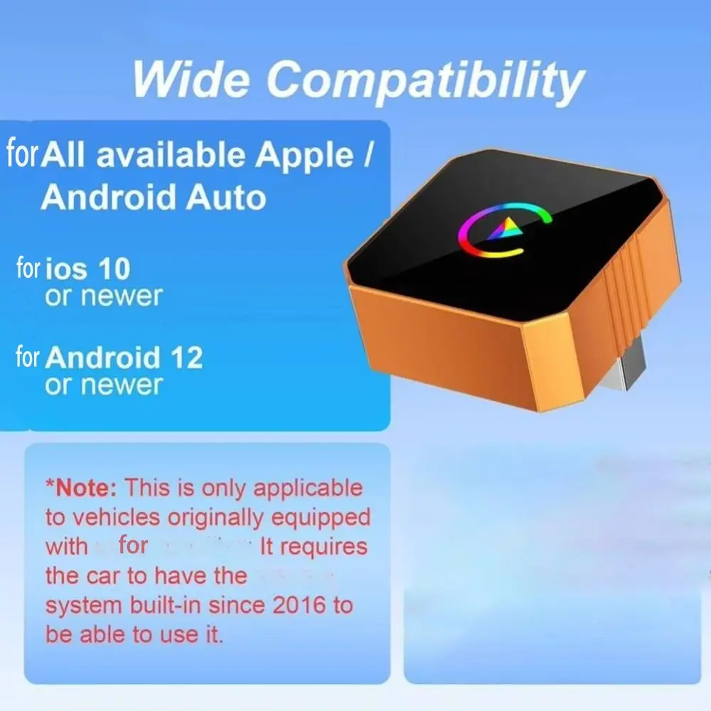 

Универсальный беспроводной адаптер для CarPlay, оранжевый, 2-в-1, для адаптера CarPlay, быстрое подключение, интеллектуальный модуль подключения к автомобилю