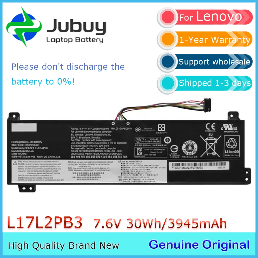 L17L2PB3 7.6V 30Wh Original Laptop Battery for Lenovo V130-15IKB V130-15IGM L17C2PB3 L17M2PB3