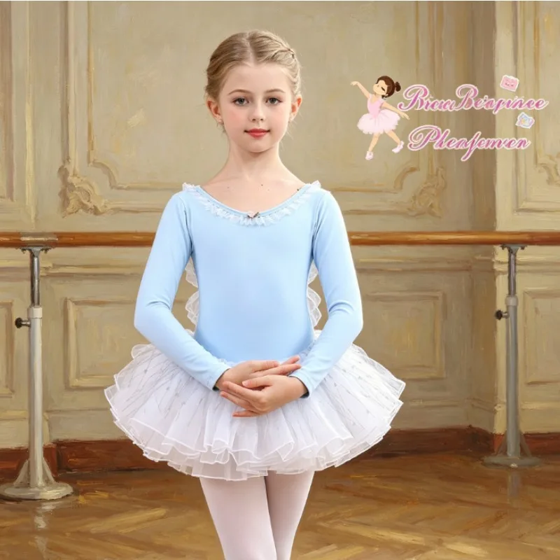 Long Sleeve Back Butterfly Organza Tutu Ballet Leotard Gymnastics Outfit Daily Training Stage Casual Performance Dance Costume