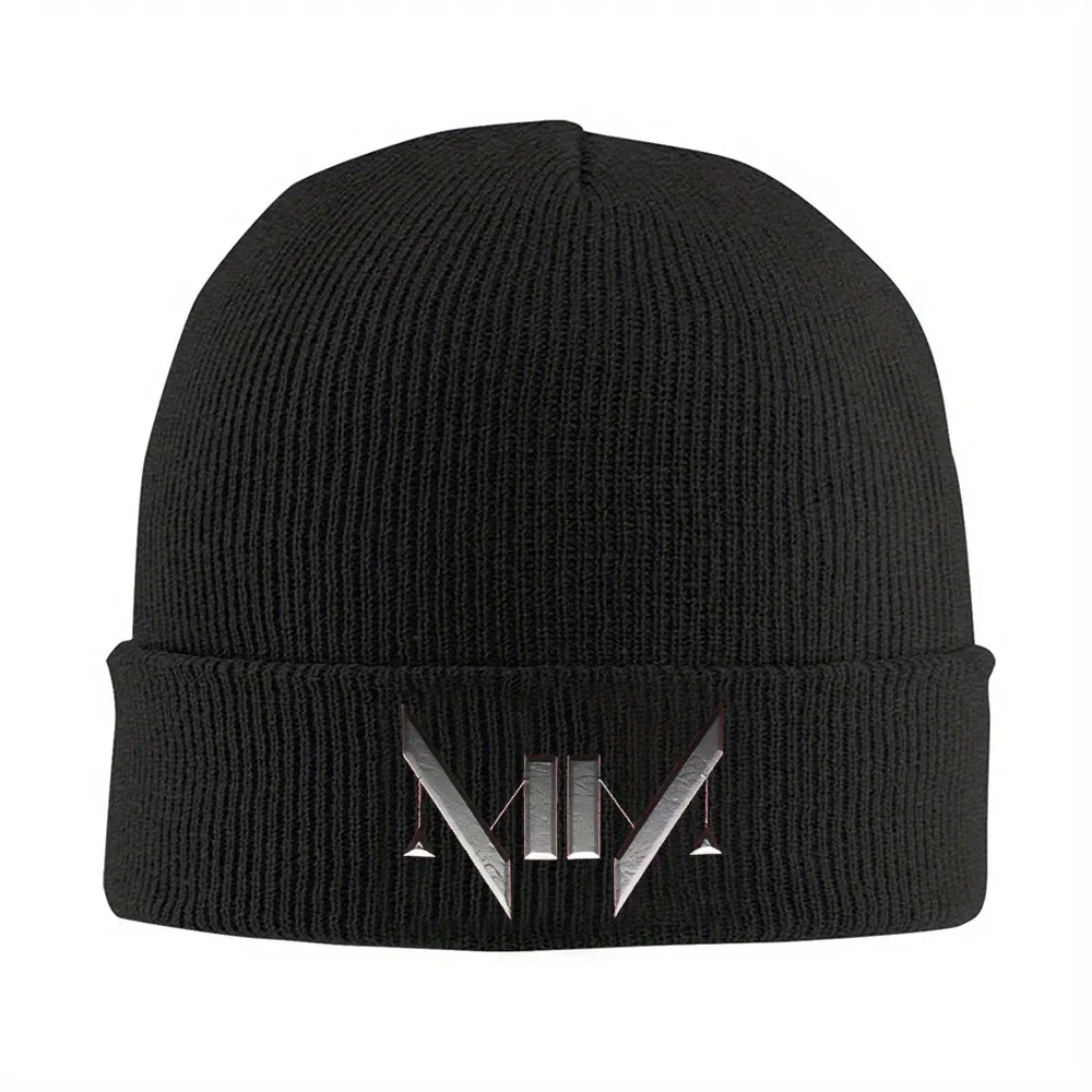 2026 1pc Marilyn Manson Beanie Hats Deco Logo Knit Hat Kpop Elastic Adult Caps Autumn Pattern Casual Bonnet Hats Gift